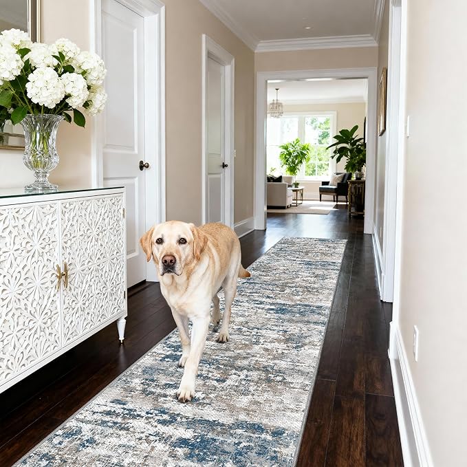 Runners for Hallways Ultra Non-Slip 2x10 Long Runner Rugs Washable Abstract Tear and Stain Resistance No Pile Lightweight Modern Rug Runners for Entryway, Kitchen, Walkway, Entrance, Multi