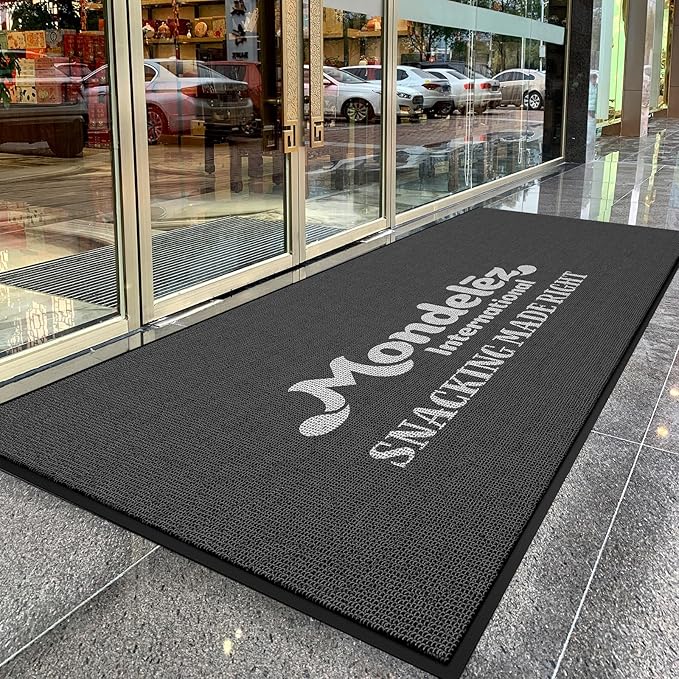 ALLEVI Custom Door Mat Commercial Grade Area Rugs Entryway Carpets Personalized Logo Text 7'X 3' 6MM Thick Welcome Indoor Outdoor Floor Mat for Office Home Kitchen Garden