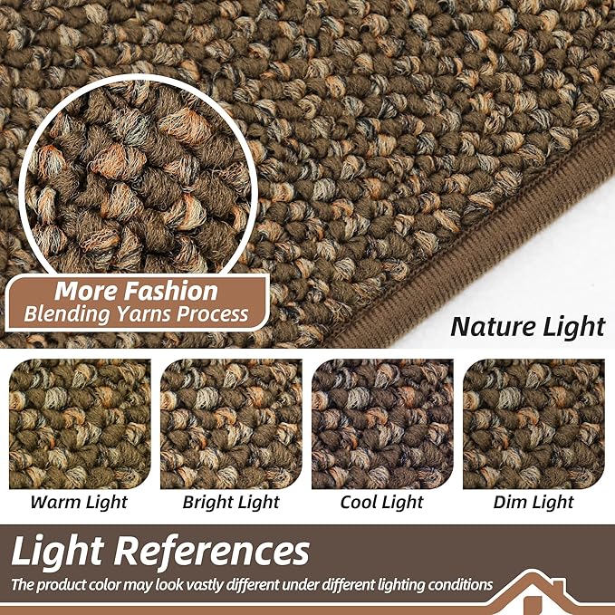 BEQHAUSE Dirt Trapper Door Mat 36" x 60", Non-Slip Washable Doormats Entrance Mat, Dirt Resistant and Absorbent Welcome Mat, Low Profile Floor Mats for Front Back Door and Entryway, Brown