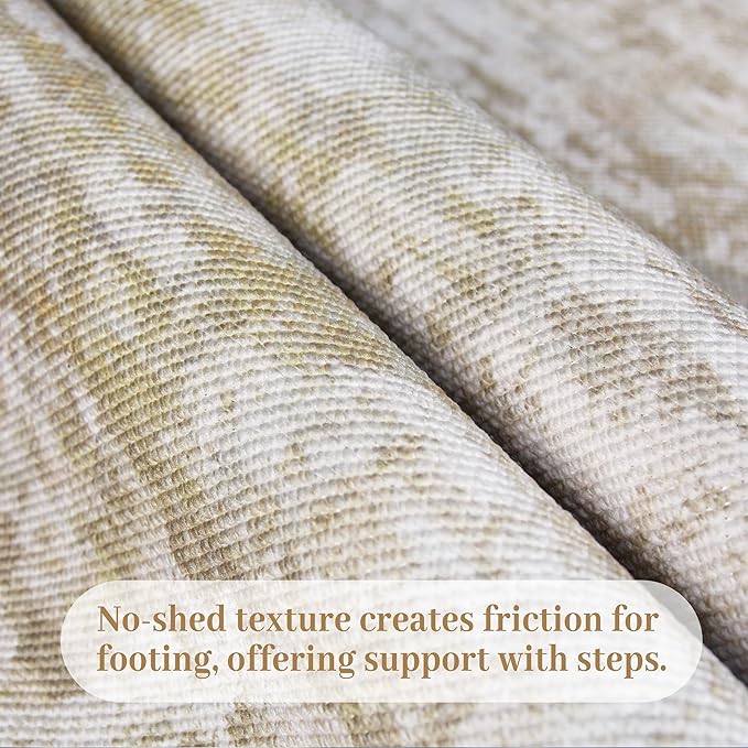 3x5 Area Rug Washable Entryway Rug Non Slip Abstract Tear and Stain Resistance No Pile Lightweight Throw Rugs Carpet for Kitchen, Entrance, Foyer, Bedside, Mudroom, Beige/Yellow