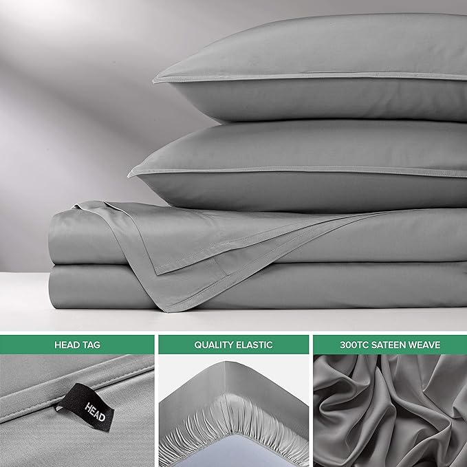 Pure Bamboo California King Sheets, Genuine 100% Organic Viscose Derived from Bamboo Bed Sheet Set, Soft & Cooling, Double Stitching, 2 Year Quality Promise (California King, Stone Grey)