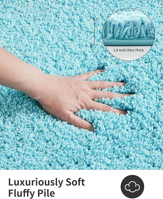 ILANGO Teal Bathroom Rugs 36" × 24" Non Slip & Super Absorbent Extra Thick Soft, Washable Bath Mat for Floor, Microfiber Plush Shaggy Bath Rug with Rubber for Bathtub Shower Room Sink