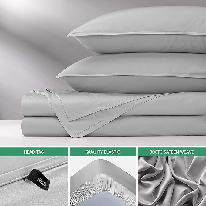 Pure Bamboo Twin Sheets, Genuine 100% Organic Viscose Derived from Bamboo Bed Sheet Set, Luxuriously Soft & Cooling, Double Stitching, 2 Year Quality Promise (Twin, Silver Pearl)