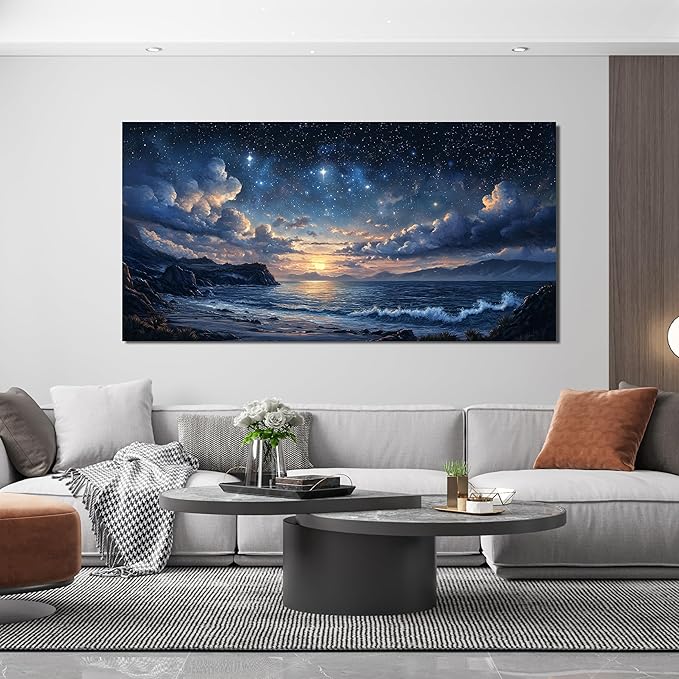 Canvas Wall Art Decor Large Wall Art Pictures for Living Room Canvas Art Wall Decor Landscape Coastal Wall Art Prints Green Artwork for Walls Beachside Art Work for Home Office Decor 24" x 48"