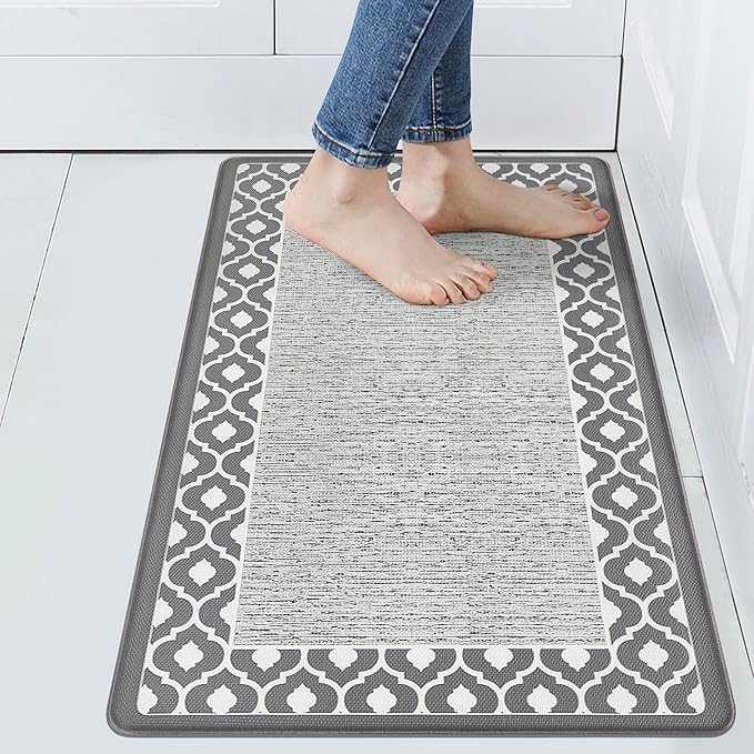 Small Anti Fatigue Kitchen Rug Kitchen Sink Rug Non Slip Kitchen Mats for Floor Cushioned Kitchen Rug Ergonomic Comfort Standing Mat for Kitchen Floor Office Sink Laundry 17.3"x27.5" Grey