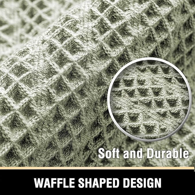 H.VERSAILTEX Waffle Bath Runner Rug Long Bath Mat Super Absorbent Boho Bath Rugs Non Slip Bath Runner for Bathroom Floor Machine Washable Dry Fast Bathroom Rugs with Tassels, 24" x 60", Sage
