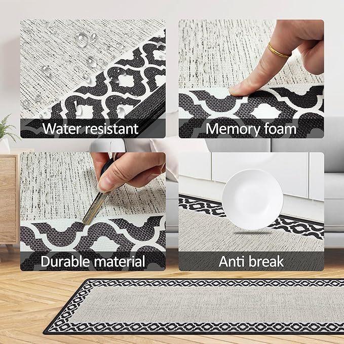 Kitchen Mats for Floor, 17.3×94.5inch Anti Fatigue Mat for Cushioned Non Slip Washable Kitchen Rugs Memory Foam for Kitchen, Floor, Standing pad, Laundry, Office, Hallways
