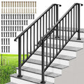 VIVOHOME 2-Pack 6 Step Galvanized Steel Hand Rails for Outdoor Steps – Curved Ends and Safety Balusters Exterior Railing for Porch, Deck, or Indoor Stairs, Complete Installation Kit