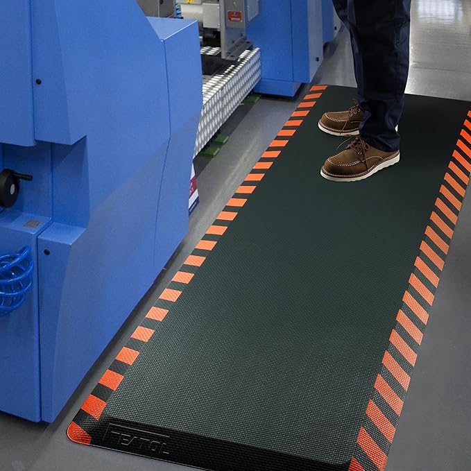 FEATOL Anti Fatigue Mat Industrial, Ergonomic Standing Floor Mat for Work for Stand -Safety Support for Leg & Back Pain(Orange Border, 20" x 39", 2PC)