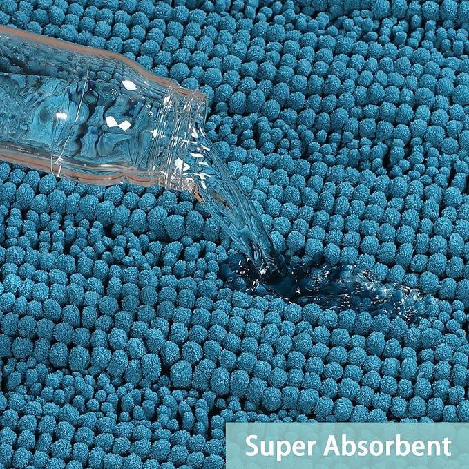 Turquoize Bathroom Rugs and Mats 1-Piece Bath Mat Set Non Slip Bath Mats for Tub Extra Soft and Absorbent Gray Shaggy Rugs for Bedroom Machine Washable Bath Mats, 20"x 32", Turquoise Blue