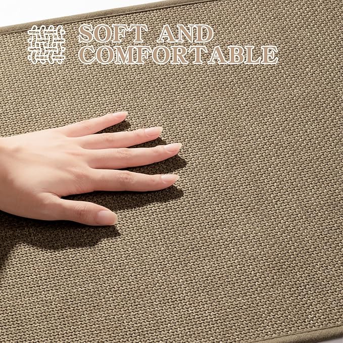 chakme Bathroom Rugs Mat 47x25, Ultra Thin Non Slip Bath Mat Large Quick Dry Absorbent Bath Mat for Bathroom Floor, (Dark Beige, 47"x25")