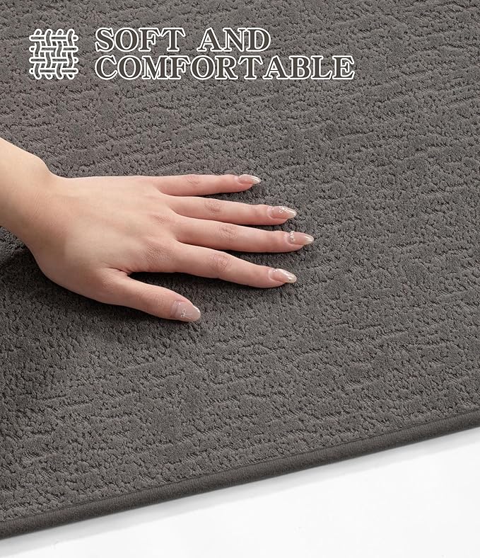chakme Bathroom Rugs Mat 47x17, Ultra Thin Non Slip Bath Mats Runner Quick Dry Absorbent Bath Mat for Bathroom Floor, (Grey, 47"x17")