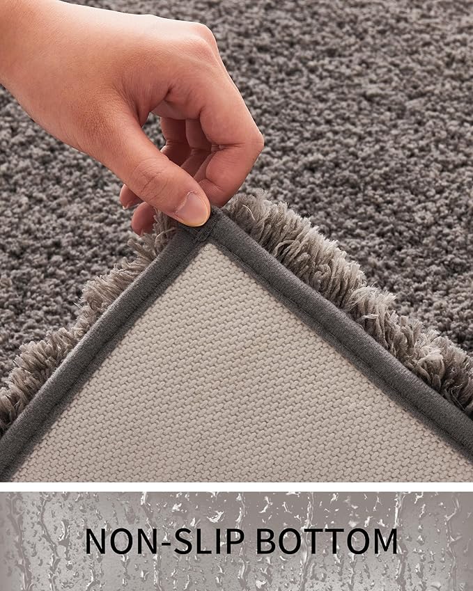 Bathroom Rugs 59x24, Ultra Thick Shaggy Soft Microfiber Absorbent Bath Rug, High Density Foam Latex Non Slip Backing, Machine Washable Bath Mats for Bathroom Floor & Sink, Dark Grey