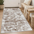 3x5 Area Rug Washable Entryway Rug Non Slip Abstract Tear and Stain Resistance No Pile Lightweight Throw Rugs Carpet for Kitchen, Entrance, Foyer, Bedside, Mudroom, Brown