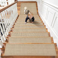 Chenille Stair Treads Non Slip 4pcs Absorbent Stair Runner for Wooden Steps Rubber Backing Stairs Carpet Treads Indoor Staircase Covers Mat with Rubber Backing for Pets Kids 8"X30" Beige