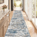 Kitchen Rugs Ultra Non-Slip 2.6x12 Washable Runner Rug Abstract Tear and Stain Resistance No Pile Lightweight Runners for Entryway, Hallway, Walkway, Bedside, Entrance, Multi