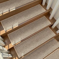 Deerly Carpet Stairs Runner Non Slip 7pcs Breathable Linen Stair Runner for Wooden Steps Peel and Stick Stairs Treads Indoor Absorbent Staircase Covers Mat with Self-Adhesive Backing 8"X30" Beige