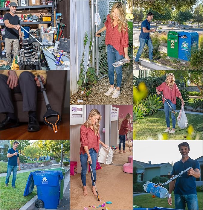 EZPIK® Reaching Aid Tool Grabber Reacher + Magnets - Grabbers for Seniors, Trash Picker Upper Grabber - Trash Grabber Tool- Reacher Grabber Pickup Tool with Rotating Head (26" Grip Aid)