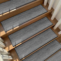 Deerly Linen Stair Treads Non Slip 15pcs Stair Runner for Wooden Steps Peel and Stick Stairs Carpet Treads Indoor Staircase Covers Mat with Self-Adhesive Backing for Pets and Kids 8"X30" Black White