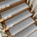 Deerly Linen Stair Treads Non Slip 10pcs Comfortable Stair Runner for Wooden Steps Peel and Stick Stairs Carpet Treads Indoor Staircase Covers Mat with Self-Adhesive Backing for Pets Kids 8"X30" Grey